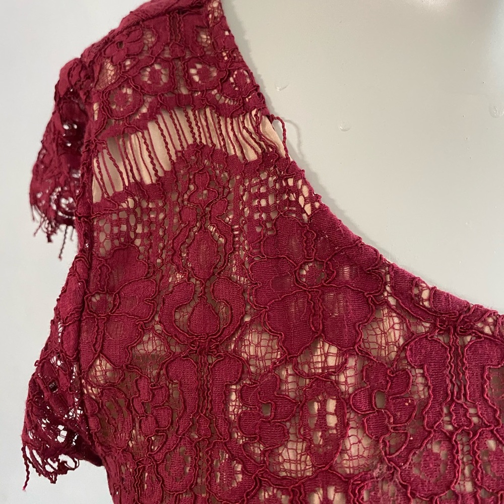 Anthropologie Maeve Elsa Cranberry Lace Dress M View 4